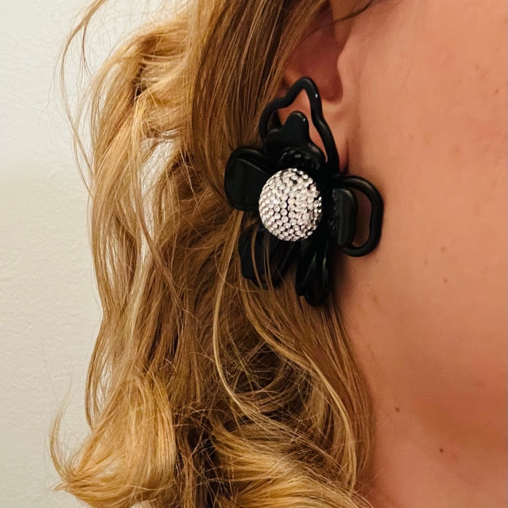 Lele Sadoughi lily crystal earrings in black - Picture 6 of 6
